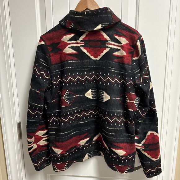 Lauren Ralph Lauren Sweater Women XL Red Navy Cardigan Shawl Southwestern Aztec - Picture 5 of 5